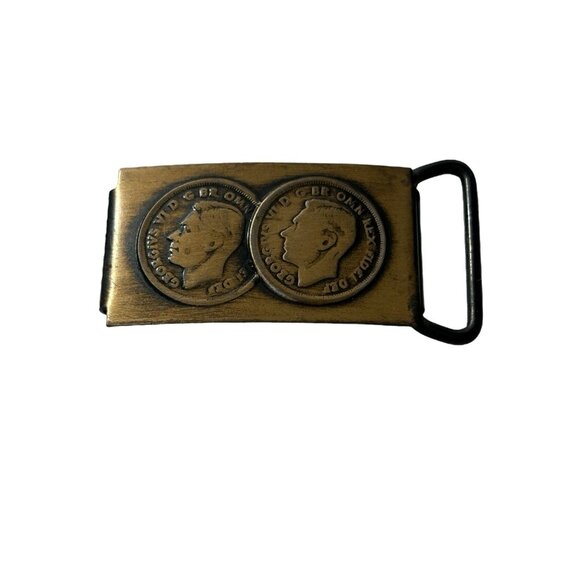1919&1930 Georgivs V Dei Gra Britt Omn Rex Fid Def Ind Imp  Coin Belt Buckle Great Britain King George Georgivs Vi Omn Rex Fidei Def Vintage